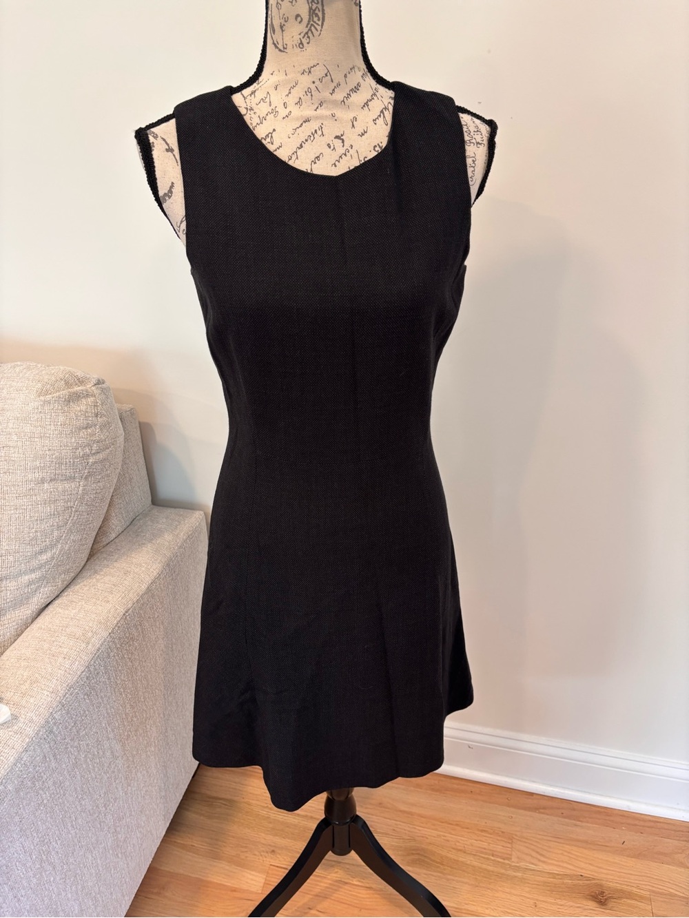Theory black wool mix dress size 6